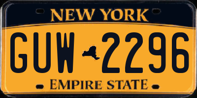 NY license plate GUW2296