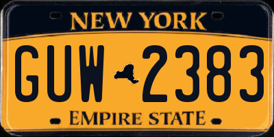 NY license plate GUW2383