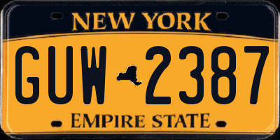 NY license plate GUW2387