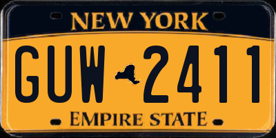 NY license plate GUW2411