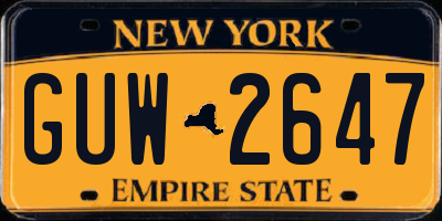 NY license plate GUW2647