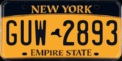 NY license plate GUW2893