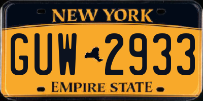 NY license plate GUW2933