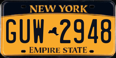 NY license plate GUW2948