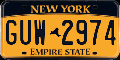 NY license plate GUW2974