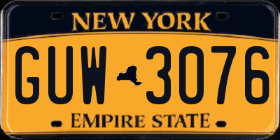 NY license plate GUW3076