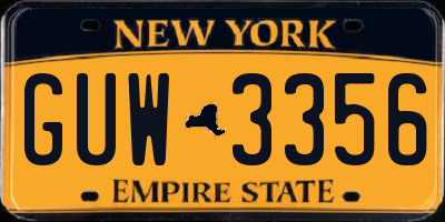 NY license plate GUW3356