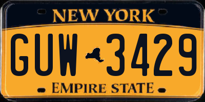 NY license plate GUW3429