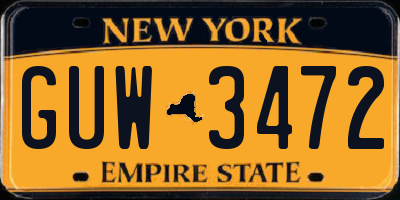 NY license plate GUW3472