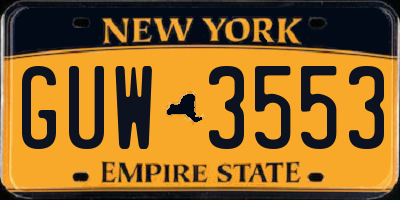 NY license plate GUW3553