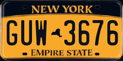NY license plate GUW3676