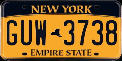 NY license plate GUW3738