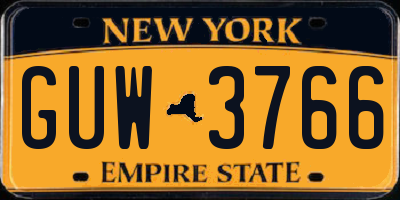 NY license plate GUW3766