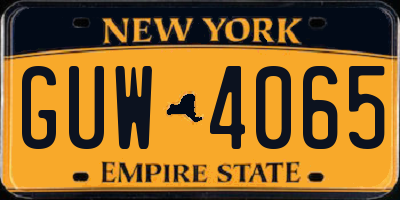 NY license plate GUW4065