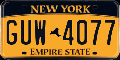 NY license plate GUW4077