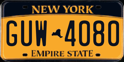 NY license plate GUW4080