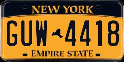NY license plate GUW4418