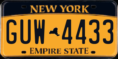 NY license plate GUW4433