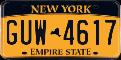 NY license plate GUW4617