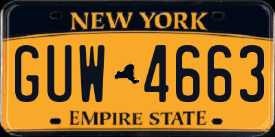 NY license plate GUW4663