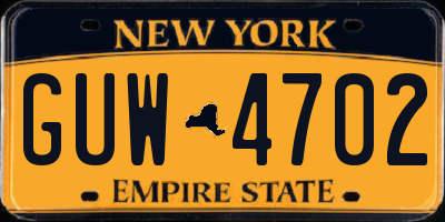 NY license plate GUW4702