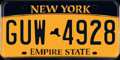 NY license plate GUW4928