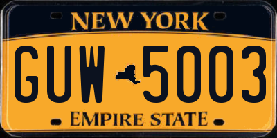 NY license plate GUW5003