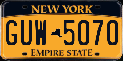 NY license plate GUW5070