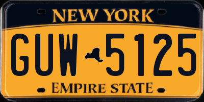 NY license plate GUW5125