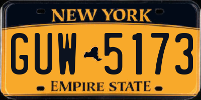 NY license plate GUW5173