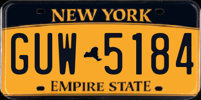 NY license plate GUW5184