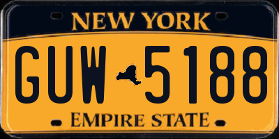 NY license plate GUW5188