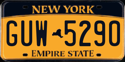 NY license plate GUW5290