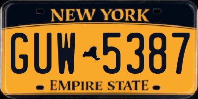NY license plate GUW5387