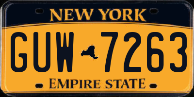 NY license plate GUW7263