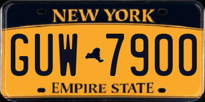 NY license plate GUW7900