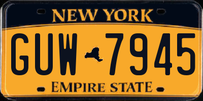 NY license plate GUW7945