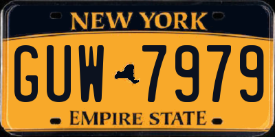 NY license plate GUW7979