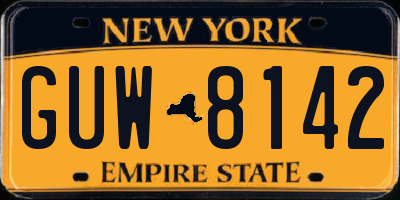 NY license plate GUW8142