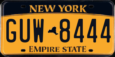 NY license plate GUW8444