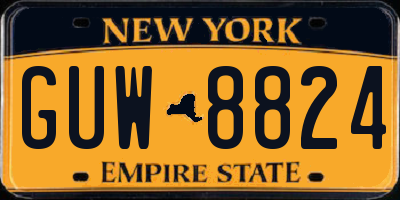 NY license plate GUW8824