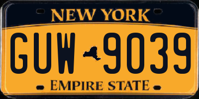 NY license plate GUW9039
