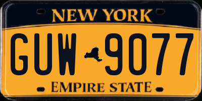 NY license plate GUW9077