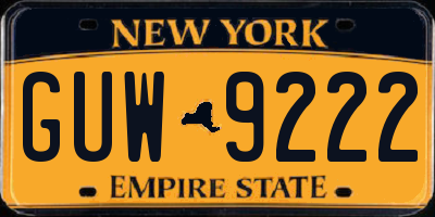 NY license plate GUW9222