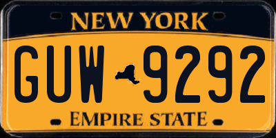 NY license plate GUW9292