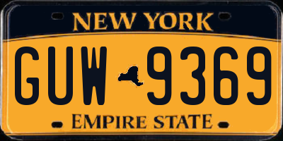 NY license plate GUW9369