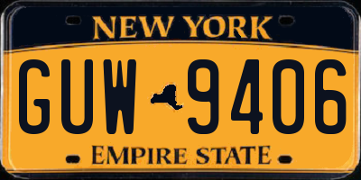 NY license plate GUW9406