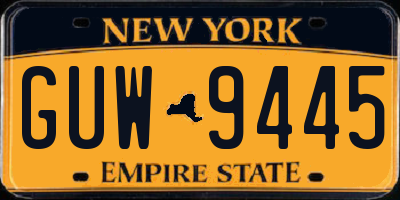 NY license plate GUW9445