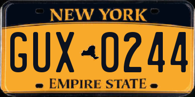 NY license plate GUX0244