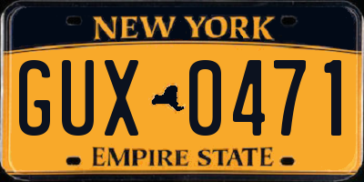 NY license plate GUX0471